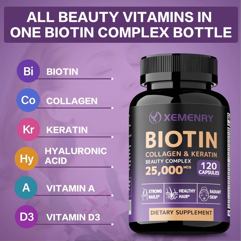 Biotin Collagen & Keratin 25,000mcg - Hair, Skin, Nails, Bone