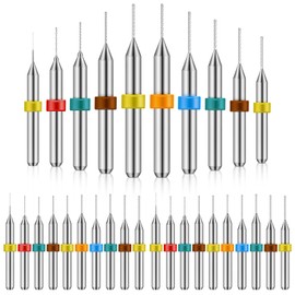 Set de 30 Micro Brocas de Carburo de Tungsteno con Vástago Brocas de Enrutador CNC de Flauta de Placa de Circuito de Impresión de PCB de Acero de Tungsteno (Colores Frescos, 0.3-1.2 mm)