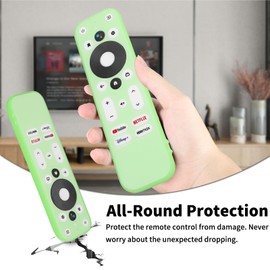 Silicone Remote Control Case Compatible with Onn 100024646 100026240 4K UHD Stick TV Box Remote Shockproof Protective Shell Cover with a Lanyard (Fluorescent Green)