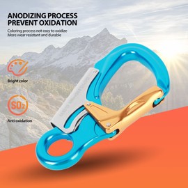Tnfeeon Climbing Carabiner Hook Fine Polished 35KN Heavy Duty for Camping and Outdoor Adventure (Sky Blue, Gold)