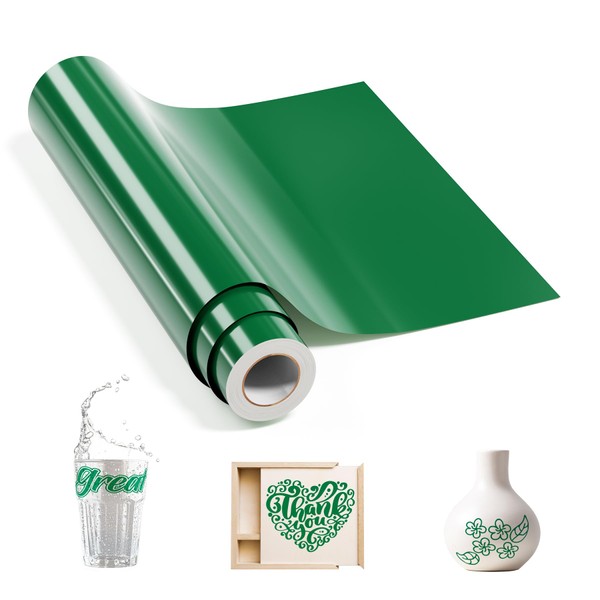 Sileelis Green Permanent Vinyl, 12" x 10 FT Adhesive Vinyl
