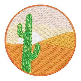 Cactus In the Desert Patch Embroidered Applique Badge Iron On Sew On Emblem