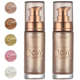 PHOERA Body Luminizer Highlighter, Waterproof Moisturizing and Glow For Face & Body, Face Body Glow Illuminator (2PCS 101 Rose Gold)