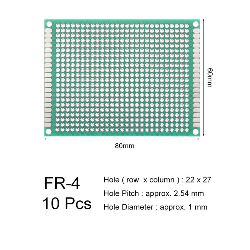 Sourcingmap 10pcs 6x8cm Double Sided PCB Board Universal Printed Circuit