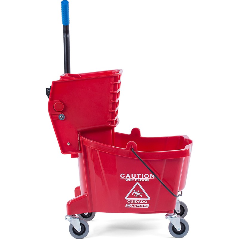 Carlisle FoodService Products 26-Quart Commercial Mop Bucket with Side-Press Wringer,