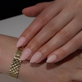 Dusty Pink Nails Press on, Baby Pink Press on Nails Short Almond Shaped, SXVME Glue on Nails Short Fake Nails, Best Thick Acrylic False Nails, Glossy Solid Colored Stick on Nails for Women 30Pcs