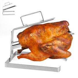 Skyflame Stainless Steel Chicken Holder for Ovens and Most Pellet Grills, Upside Down Turkey Rack with Beer Can for Roasting and Grilling Tender and Juicy Poultry