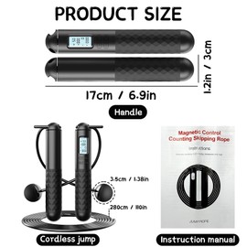 PICKONA Cordless Skipping Ropes for Adults, Cordless Jump Rope With Counter, Ropeless Skipping Rope for Adults, Portable Wireless Gravity Ball Skipping Rope for Women Men Kids(Include Jump Line)