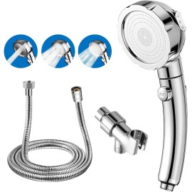 Vrqub High Pressure Handheld Shower Head with ON/OFF Pause Switch 3 Spray Modes Wat...