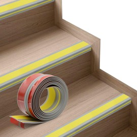Non-Slip Step Edge Protector, Vinyl Stair Nosing - Self-Adhesive Anti-Slip Stair Nose Edging Trim, Stairway Nose Molding & Nosing Strip for High Traffic-Safety, Indoor-Outdoor Use(Yellow 2"×1",3.3Ft)