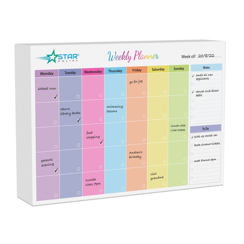 Monthly Planner Pad Personal Organiser with 52 Tear Off Colour