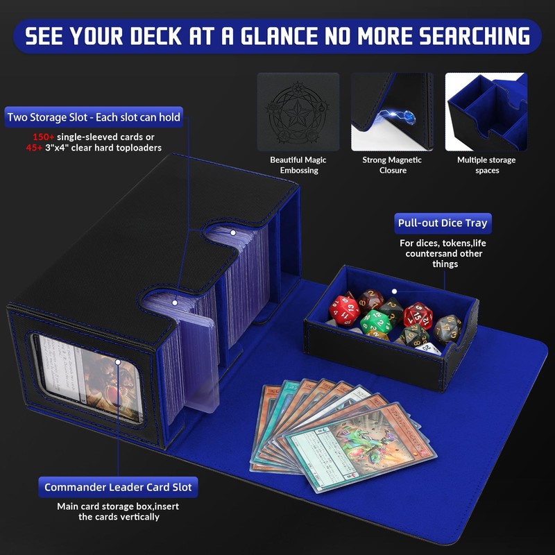 QUOTRE Card Deck Box for MTG Commander (Blue)
