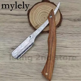 Tan Wood 탠 우드 핸들 블레이드 면도기 전문 이발사 눈썹 남성용 교체 선물 [1 razor red] Tan Wood Handle Blade Shaving Razor Professional Barber Eyebrow Men's Replacement Gift [1 razor red]