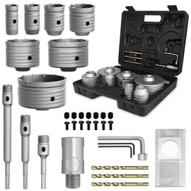 34PCS Concrete Hole Saw Kit, 30-110mm Masonry Drill Bits with SDS Plus Shanks, Tungsten Carbide for Concrete, Brick, Cement, Stone - Quick-Change Design & Dust Collection