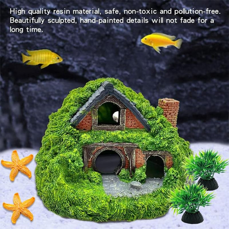 GOFYLIN Fish Tank Decorations kit, Aquarium Decor Hobbit House x