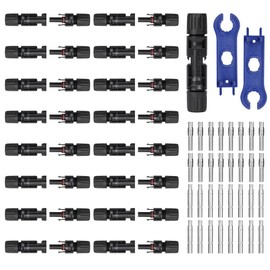 URAQT 16 Pairs Solar Plug Set, Solar Panel Plug IP67 Waterproof with 2 Tools, Solar Plug for PV Cable MC4 Plug Tools, Charge Controller Accessories, Solar Plug, Black
