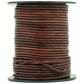 Xsotica-Dye Round Leather Cords -1.5mm Leather Cord (Distressed Brown, 25 Meter(27 Yard))