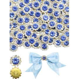 Rhinova 200 Pcs 12mm Sew on Rhinestones for Bedazzling, Flower Crystal Gems Flatback Rhinestones Set for Crafting Clothes Bedazzling Kit Jewels Shoes Rhinestone Buttons (Light Blue)