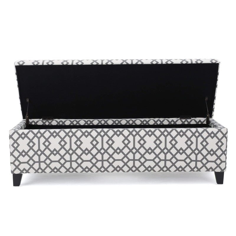 Christopher Knight Home Cleo Fabric Storage Ottoman, Grey Geometric Patterned