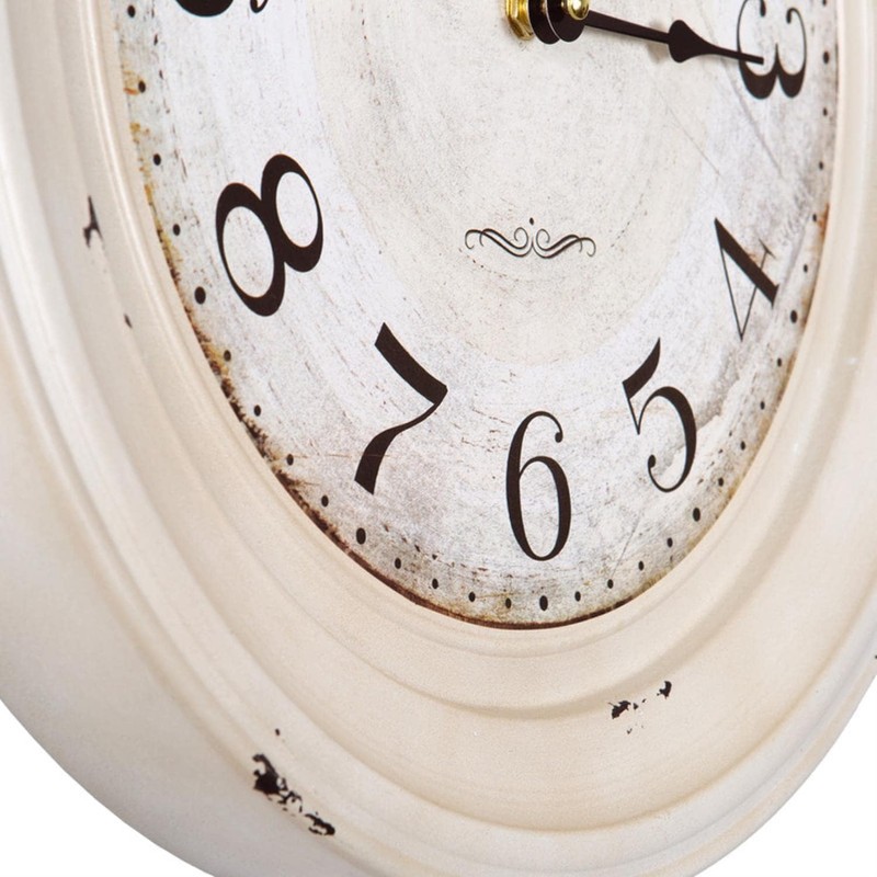 Yosemite Home Decor Circular Iron Wall Clock, White Frame, White