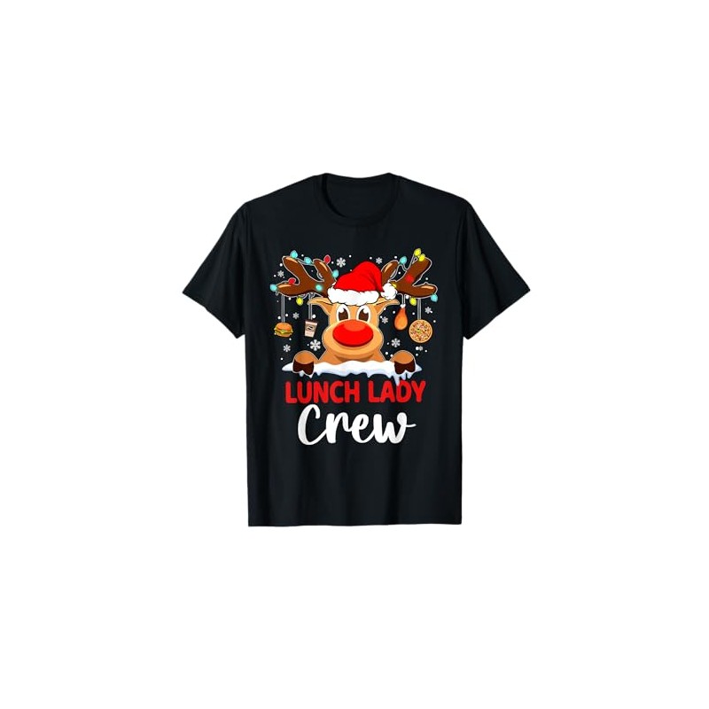Funny Lunch Lady Reindeer Plaid Christmas Teacher T-Shirt