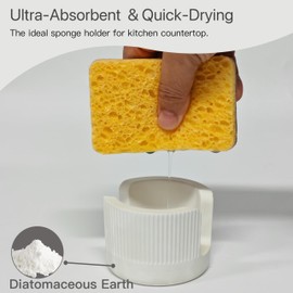 BekPooQ Diatomite Sponge Holder, 1 Slot Stone Sponge Holder for Kitchen Sink, Ultra Absorbent & Durable, Quick Drying, Gray