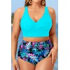 Aqua Eve Women Plus Size Two Piece Swimsuit High Waisted