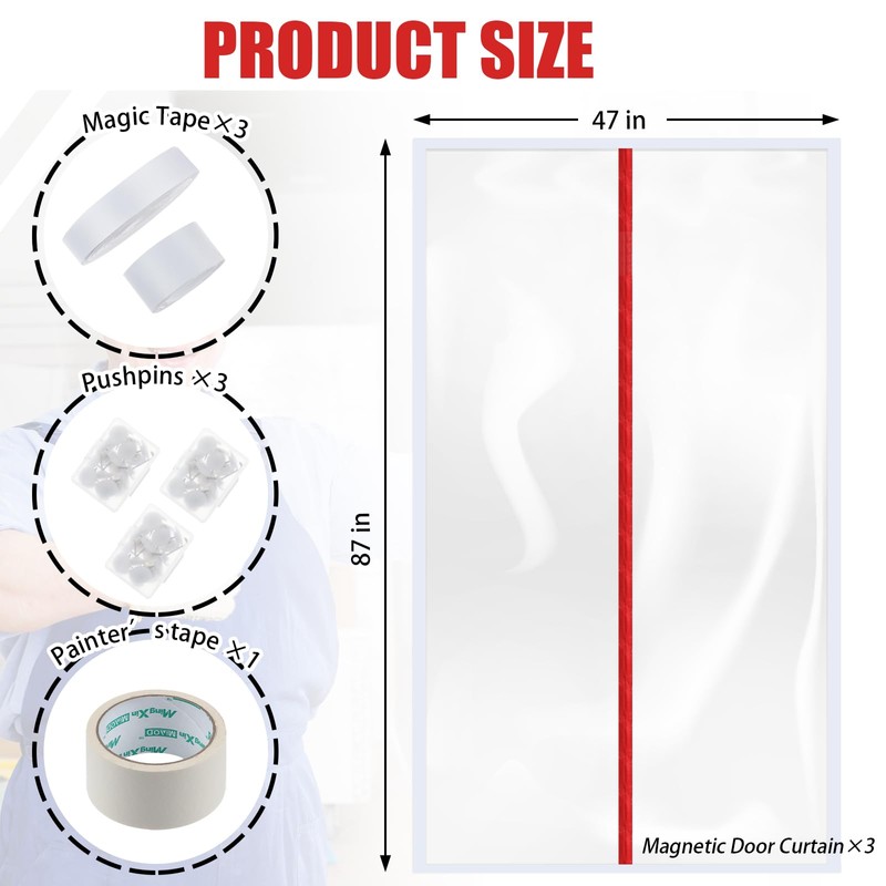 Preboun 3 Sets Dust Barrier Magnetic Dust Barrier Door Kit