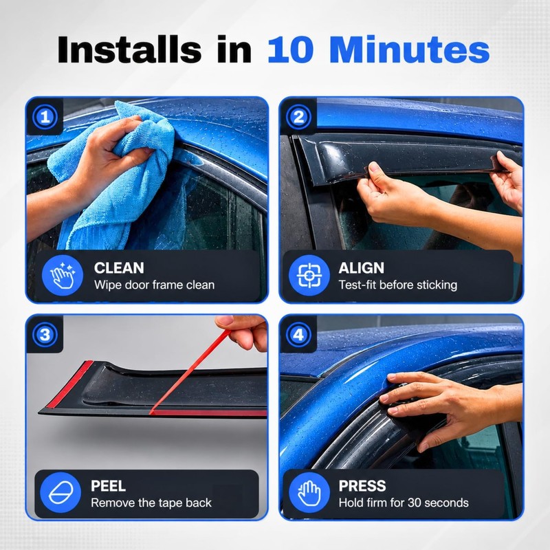 IG Window Visor for Volvo XC90 2016-2024, Rain Guard Tape-On