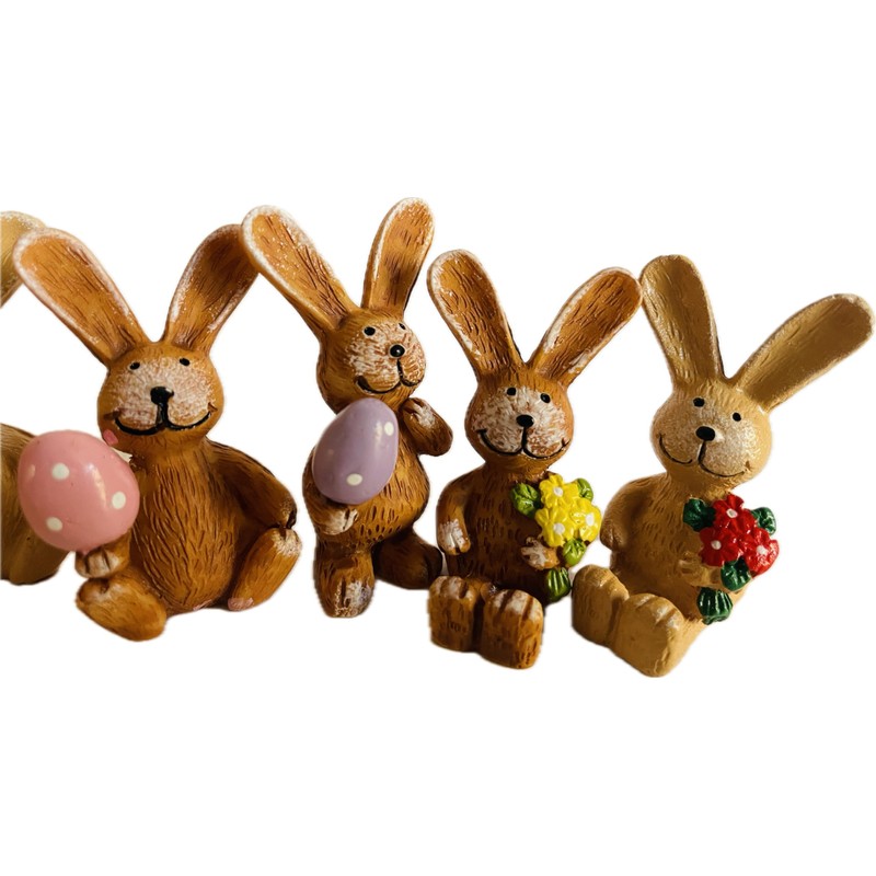 khevga Easter Decorative Figures - Set of 8 Small Wooden