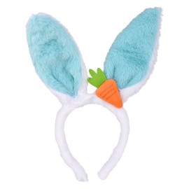 Forest & Twelfth Plush Easter Bunny Ears Headband w/Carrot, Easter Bunny Ears Headband for Girl Costume, Cosplay, Crafts (4 Pack)