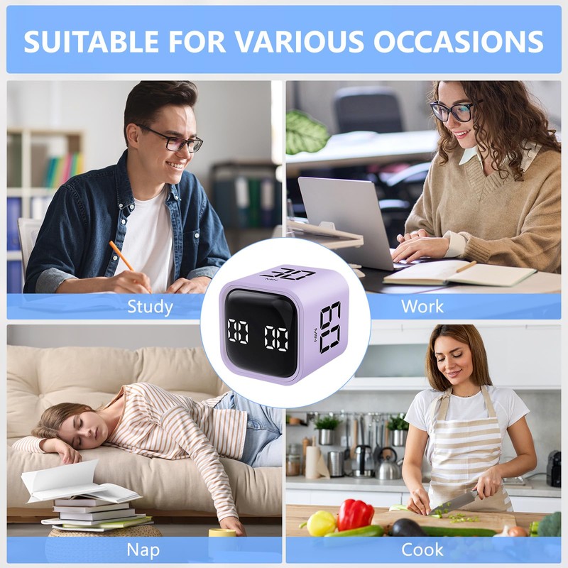 Foyucool Digital Cube Productivity Timer, Rotating Pomodoro Timer with Gravireceptor