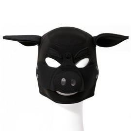 QUYU Piggy Mask Full Head Mask Neoprene Animal Head Mask Costume Pig Head Masks (Black)