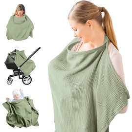 Breastfeeding Cover Nursing Cover, Breastfeeding Cover, Nursing Cover for Baby Breastfeeding, Breast Feeding Coverall with Adjustable Strap, Breastfeeding Lightweight (Light Green)