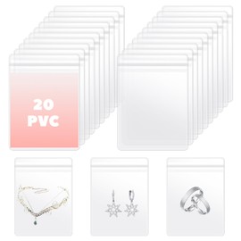 Ouligay 20Pcs PVC Clear Jewelry Bags, Transparent Plastic Jewelry Storage Pouch Anti Tarnish, Jewelry Organizer Zipper Bag for Rings Earrings Bracelets Packing Jewelry Pouches