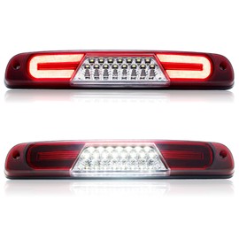 Aexploer 3rd Third Brake Lights LED Compatible with Superduty F250/F350/F450/F550 1999-2016,for Ranger 1995-2011,for Explorer Sport Trac 2001-2005 F1 Style Strobe Cab Roof Cargo Light Red+Clear Lens