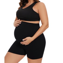 KUNINDOME Seamless Maternity Shapewear Shorts, Black, Medium