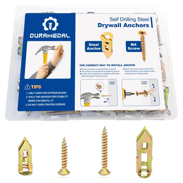 Self Drilling Drywall Anchors with Screws Kit - 100 Pcs