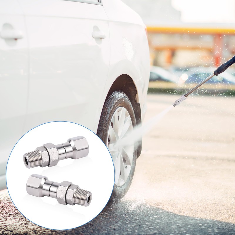 Gosknor 2pcs 3/8" NPT Pressure Washer Swivel Fitting, Stainless Steel