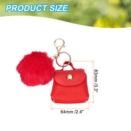 [PATIKIL] Coin Pouch PU Leather Small Coin Purse Keychain for Women Keychain Pouch Mini Tote Bag Keychain Cute Small Hanging Backpack Handbag Decoration Red