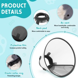 Didopet Dog Cone Collar, Transparent Recovery Collar for Large Medium Small Dogs, Soft Cone for Dogs After Surgery to Prevent Licking Wound, Enhanced Visibility Elizabethan Collar
