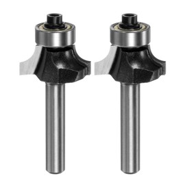 sourcing map 2pcs Roundover Router Bit 1/4 Shank 3/16" Radius Carbide Tipped Edge Rounding Over Bit with Bearing Guide, Woodworking Milling Tool