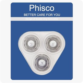 Phisco RMS8112 Replacement Heads - IPX7 Waterproof, Pivoting Head for Wet/Dry Shaver Models, Ideal for Scalp and Beard Grooming