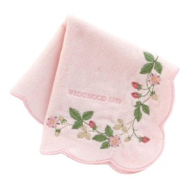 Blooming Wedgwood 138857-0002-01 Towel Handkerchief, Wild Strawberry, Embroidery, Pink, Women's, Hand Towel, Approx. 9.8 inches (25 cm), Pink