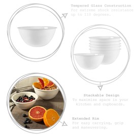 Bormioli Rocco Easy Mixing Coppa Small 17 oz. Opal Glass Bowl, White, Set of 12