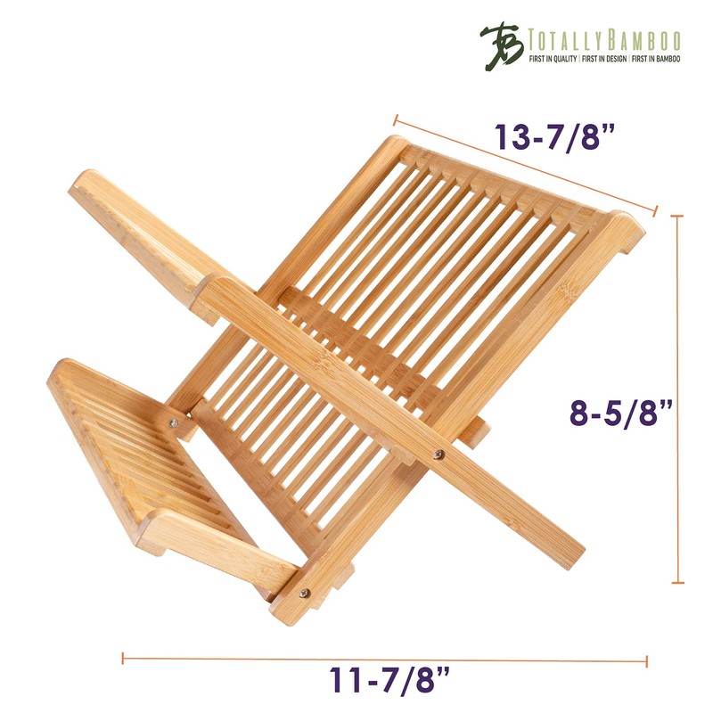 Totally Bamboo – Escurreplatos plegable, capacidad extragrande para máximo almacenamiento,