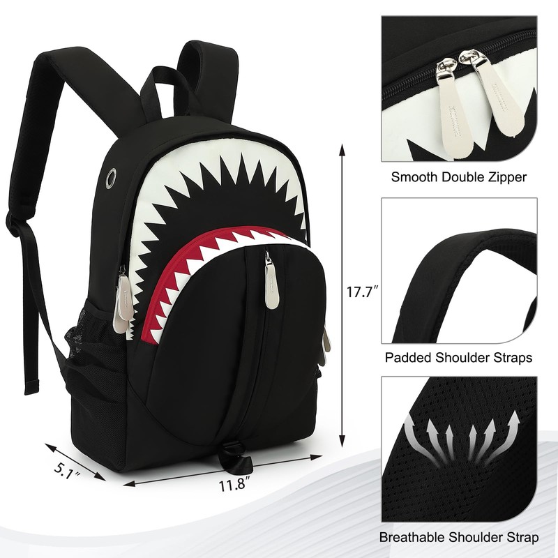 Kouxunt Luminous Shark Backpack for Teen Boys, Cool Elementary Middle