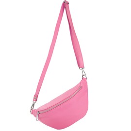 modamoda de T211 Women's Leather Bum Bag Chest Bag Waist Bag Handmade in Italy, Candy Pink