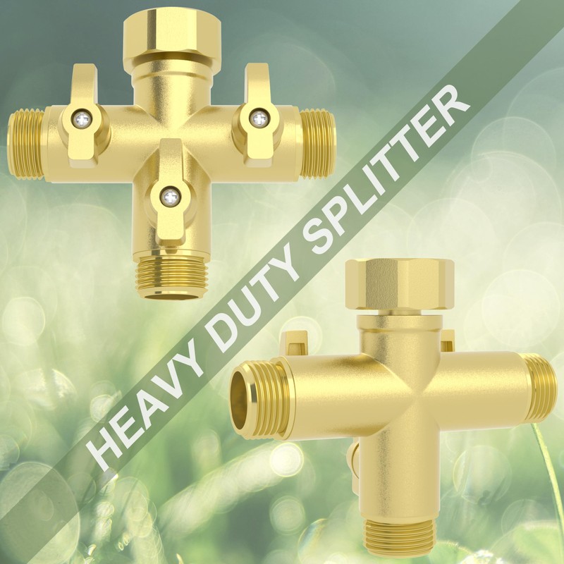 YANWOO Heavy Duty Metal 3 Way + Type Garden Hose