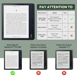 Case Compatible with Kobo Sage 8 Inch e-Reader (Model: N777 N778K, 2028 Release), Includes a Screen Protector - Premium PU Leather Cover with Auto Sleep/Wake